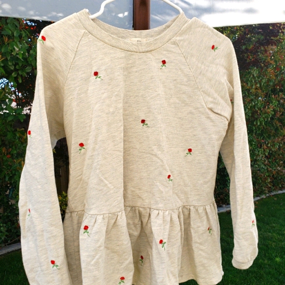 Long sleeve rose embroidered sweater